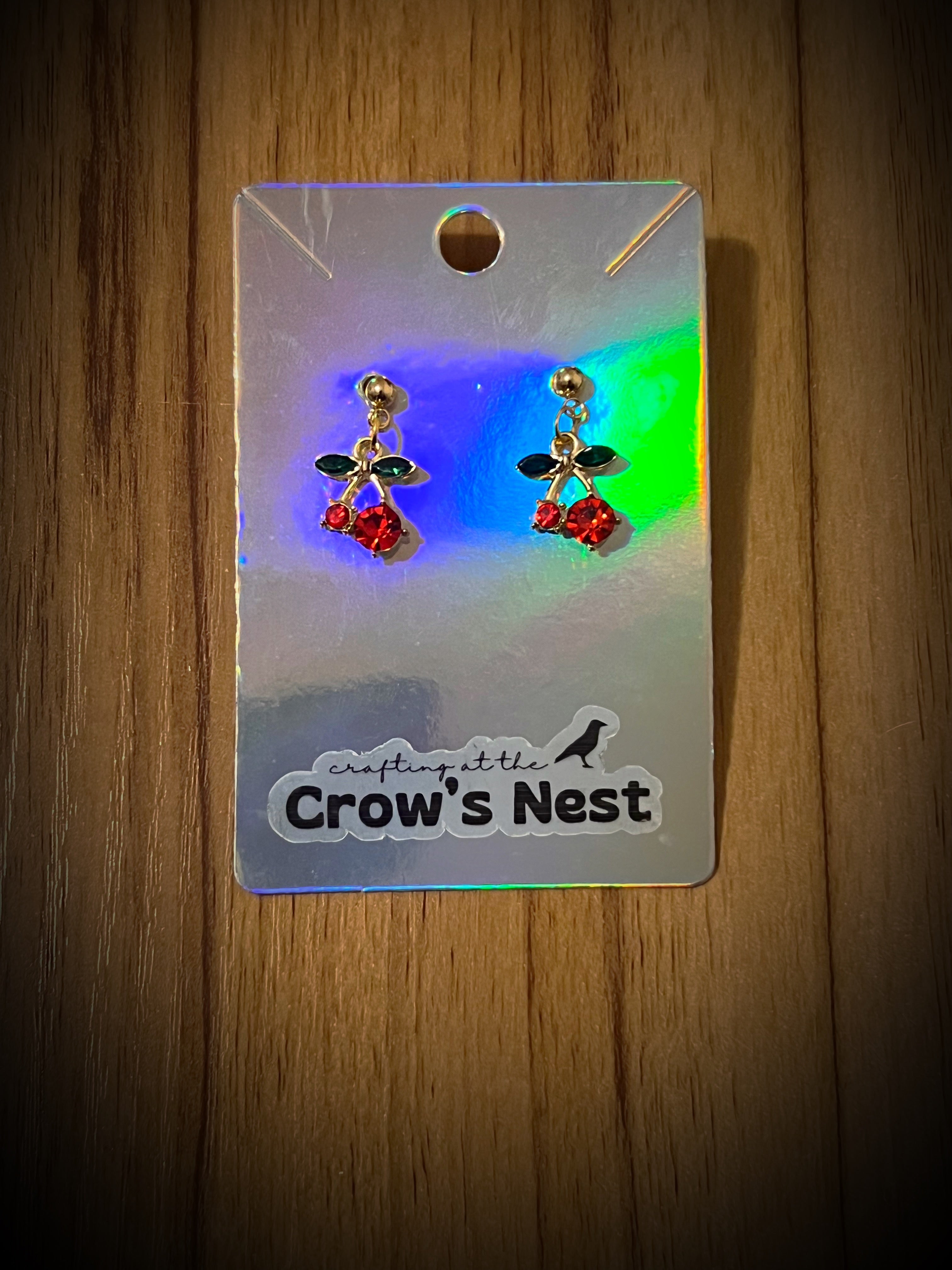 rhinestone cherry earrings