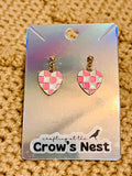 checkered heart earrings