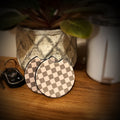 grey checkered coasters