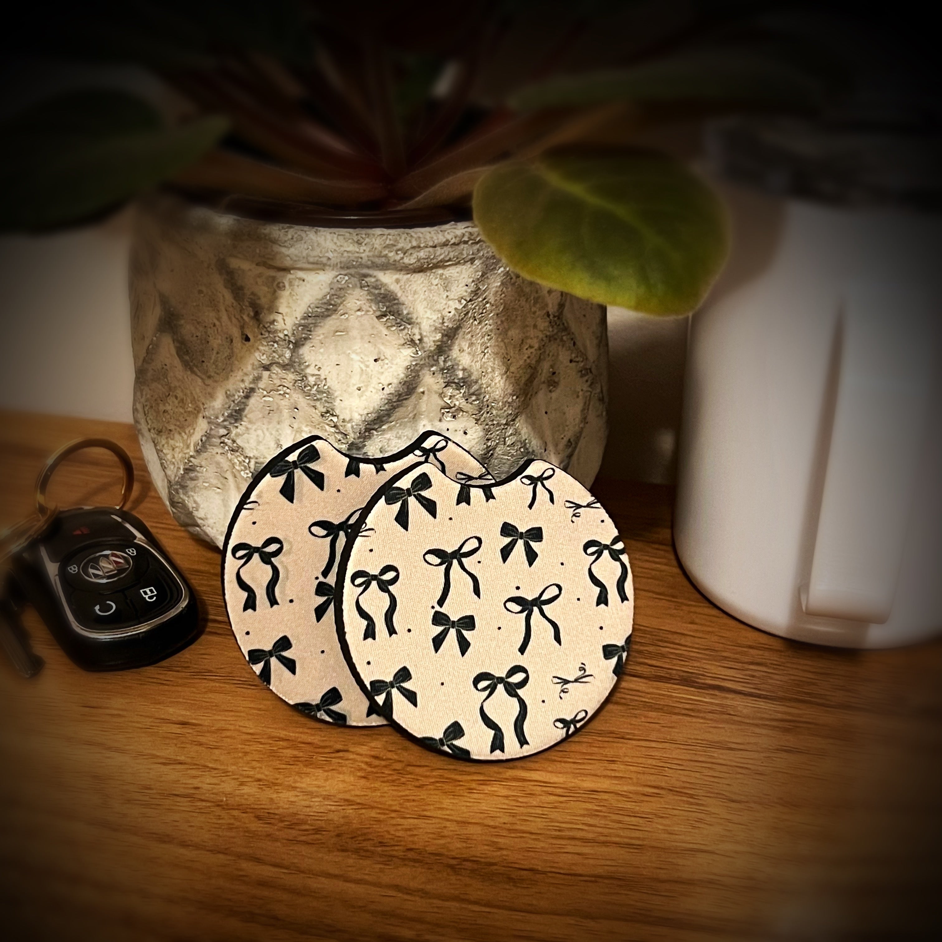 black bow coasters